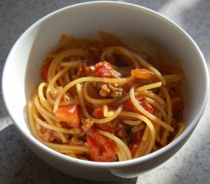 gluten free spaghetti + sauce
